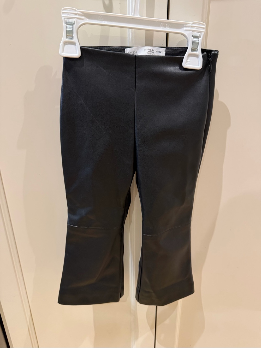 Zara 18-24m Black Kids Faux-Leather Flared pants